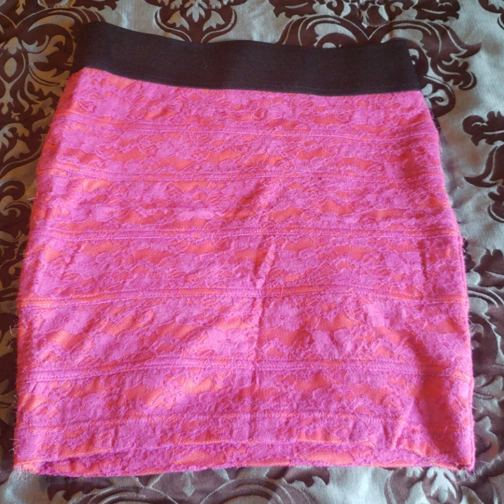 BOGO Charlotte Russe Lacey Pink MiniSkirt